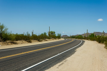 Old, abandoned desert country highway 