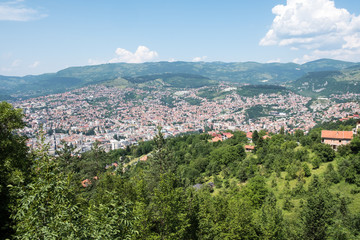 Fototapeta na wymiar panoramic view over sarajevo, bosnia and herzegovina
