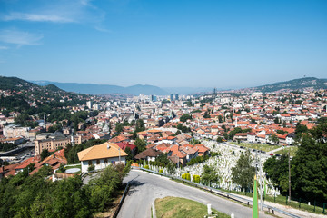 panoramic view over sarajevo, bosnia and herzegovina