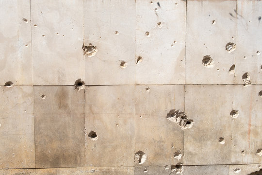 Bulletholes on a wall in Sarajevo, Bosnia and Herzegovina