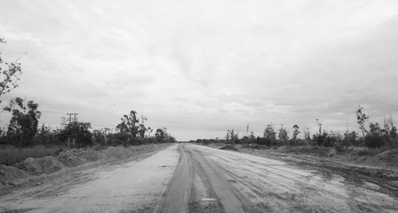 Hard sand terrain road in Mozambique