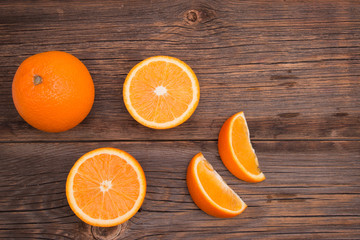 Orange on a wooden background