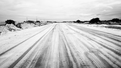 Sanyd road in Mozambique, Africa