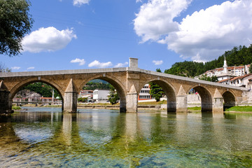 City of Konjic at Neretva River , Bosnia and Herzegovina
