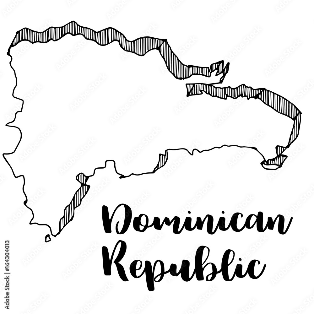 Wall mural hand drawn of dominican republic map, vector illustration