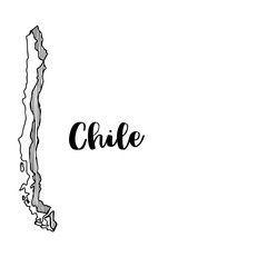 Hand drawn of Chile map, vector illustration