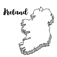 Hand drawn of Ireland map, vector illustration