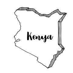 Hand drawn of Kenya map, vector illustration
