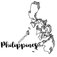 Hand drawn of Philippines map, vector illustration