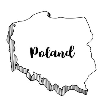 Fototapeta Hand drawn of Poland map, vector illustration