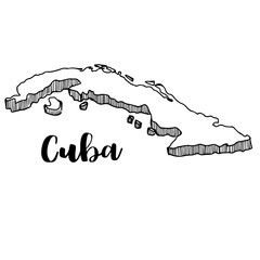Hand drawn of Cuba map, vector illustration