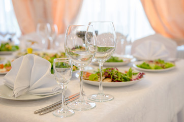 Table setting, elegant restaurant interior