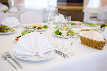 Table setting, elegant restaurant interior