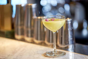 glass of cocktail at bar