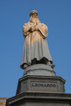 Leonardo da Vinci statue in Milan, Italy