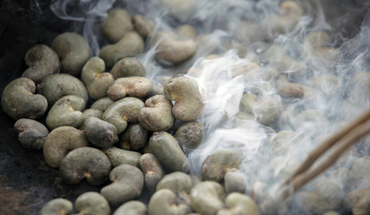 smoke  over roasted cashew nuts