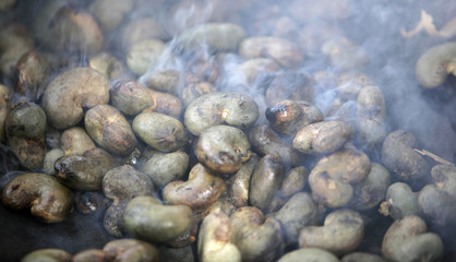 smoke over roasted cashew nuts