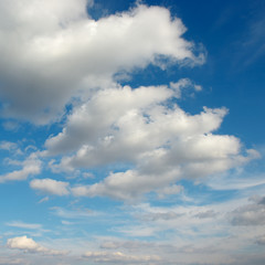Cirrus clouds in the blue sky.