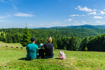 Carpathian mountains landscape view in Yaremche