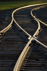 sunlight on railroad tracks - 164308225