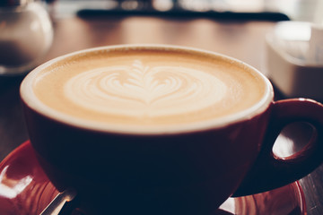 Detailed shot of a Cup of coffee at coffee shop