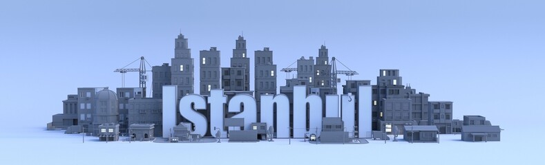 istanbul lettering, city in 3d render