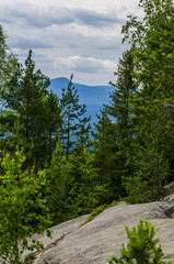 Carpathian mountains landscape view in Yaremche