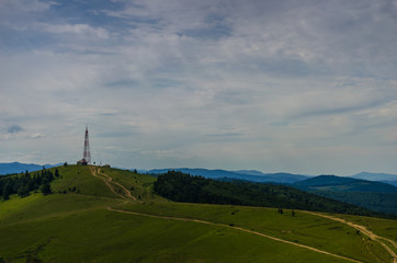 Carpathian mountains landscape view in Yaremche