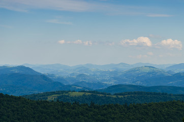 Carpathian mountains landscape view in Yaremche