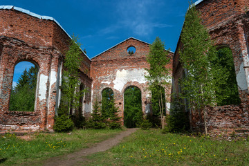 Fototapeta na wymiar Ruins of the Lutheran Church of St. Yakkim in Lahdenpohja. Republic of Karelia, Russia.
