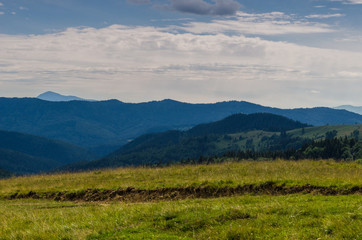 Carpathian mountains landscape view in Yaremche