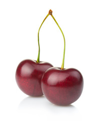 Ripe cherries fruits isolated on white background