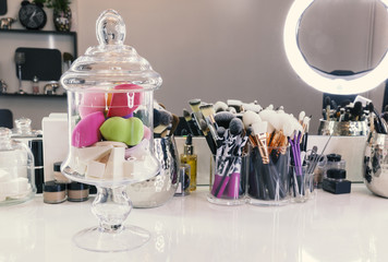  makeup equipment on table