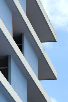 Abstract curve roof with steel and concret structure in modern building. social Security IGGS in Guatemala.