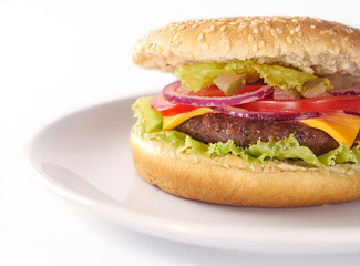 Cheeseburger isolated on white