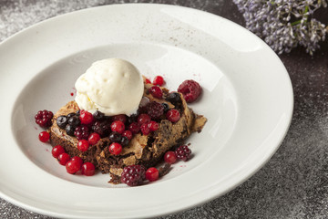brownie cake with fresh fruit