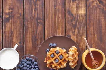 Top view of belgian waffles