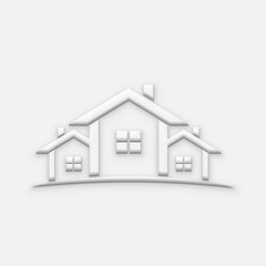 White Houses Real Estate Illustration. 3D Render