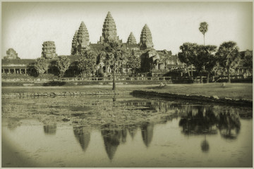 Obraz premium Ancient Faces of Angkor Wat in Cambodia