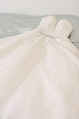 white wedding dress: bride's accessories, neutral background