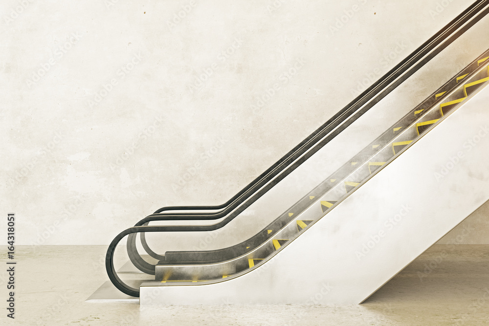 Poster escalator on empty concrete background