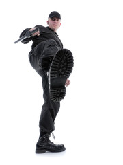 Police officer in action