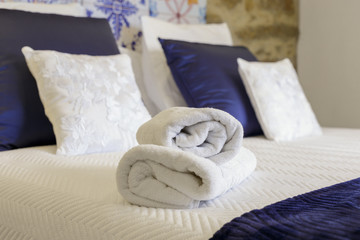 Fresh and clean towels in a bright room