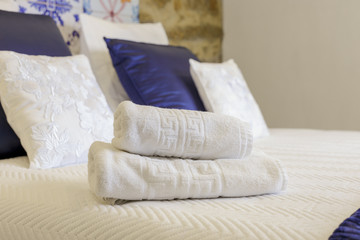 Fresh and clean towels in a bright room