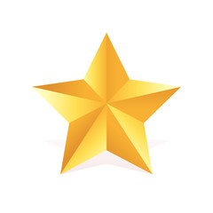 Fototapeta premium Gold metall star vector illustration. Award 3d shape