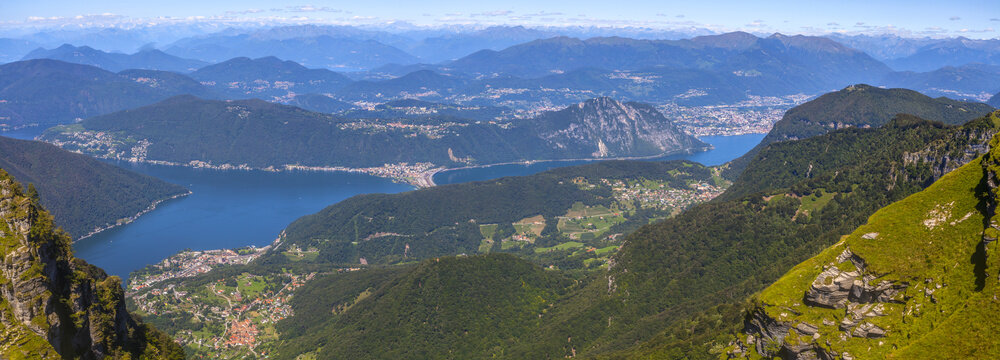 Panorama of Lake Lugano from Monte Generoso