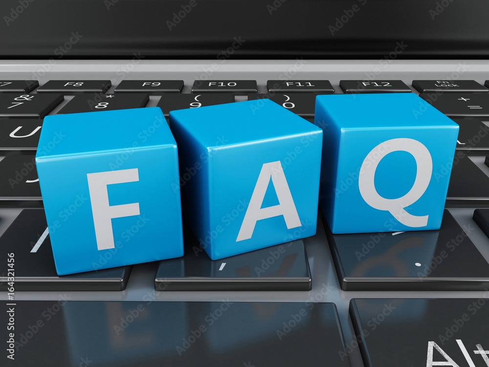 Poster 3d close up view of faq cubes on keyboard