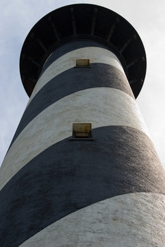 Historic Bodie Island Lighthouse at Cape Hatteras National Seashore on the Outer Banks of North Carolina.