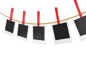 3d photo frames hanging on the clothesline.