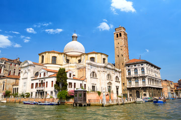 Fototapeta na wymiar Grand Canal and Chiesa di San Geremia in Venice, Italy